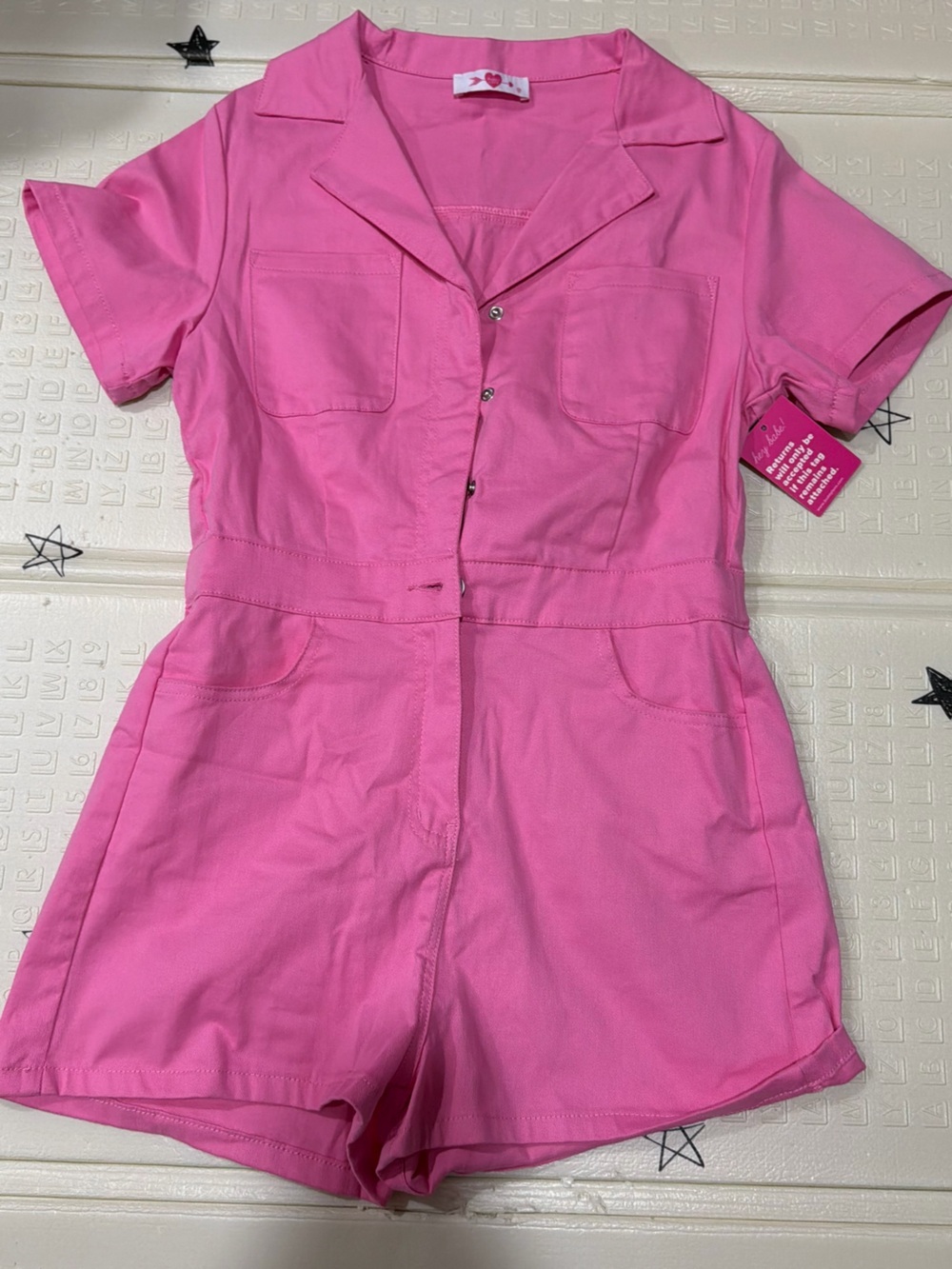 Charlotte Russe Bright Pink Short-Sleeve Romper Jacket